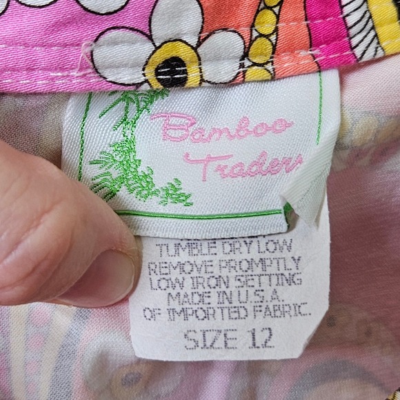 Bamboo Trader Vintage Skirt 12 Pink Bow Orange Yellow Paisley Cotton Ribbon Y2K - Picture 3 of 8
